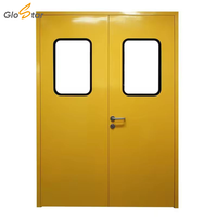 Porte battante moderne haut de gamme en fer forgé pour salle blanche avec panneau de vision, prévention incendie, charnières étanches pour usine de transformation alimentaire