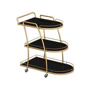 Chariot <span class=keywords><strong>de</strong></span> service hôtelier en fer et verre, design nordique, 3 étagères, 4 roues, durable, chariot <span class=keywords><strong>de</strong></span> salle à manger mobile, usage commercial - Product Image 5