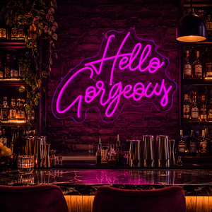 ป้ายไฟนีออน LED แบบกำหนดเอง "<span class=keywords><strong>Hello</strong></span> Gorgeous"  ตกแต่งร้านเสริมสวย บาร์ บูติก หน้าต่างร้าน และร้านดอกไม้ - Product Image 6