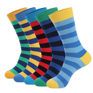 wholesale XL long striped cotton socks anti-odor breathable crew socks