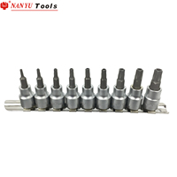 NANYU 9PC 1/4 "3/8" Pentagon Star Impact Socket Set T10-T50 Star Hollow Bit Socket Set