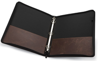 Porte-documents A4 professionnel en cuir PU avec fermeture éclair, reliure à 3 anneaux, dos rigide, style vintage et personnalisable