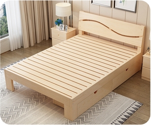 2026 Solid Wood <b>Pine</b> <b>Bed</b> <b>Frame</b> Modern Eco-friendly Strong Support Bedroom Furniture Collection Single/Twin/King/Queen YSTHB12 So - Product Image 5