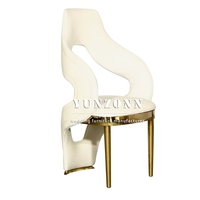 Chaise de salle à manger en acier inoxydable au design moderne et créatif avec revêtement en tissu pour hôtel, mariage, restaurant, utilisation en extérieur et en salle