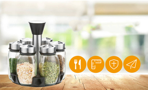 Private Label 304 Stainless Steel Cover Combination Glass Seasoning Bottle Rotating Base <b>Set</b> - Product Image 2