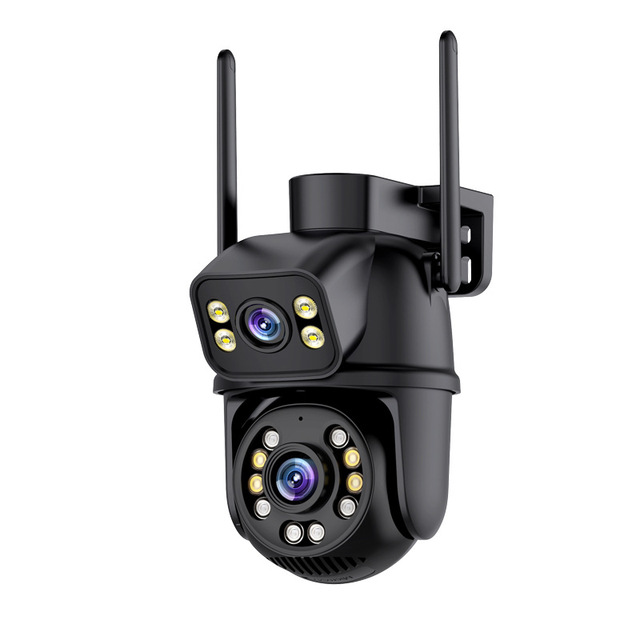 8MP Wireless 4K PTZ WiFi IP Camera Dual Lens CMOS AI Human Detection Outdoor Home Surveillance with Memory Card & Cloud Storage