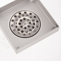 Siphon de sol encastré en acier inoxydable 304, design carré de 1,2 pouce d'épaisseur pour salle de bain et toilettes. Écologique, compatible lave-vaisselle, moderne