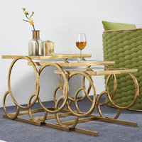 Ensemble de tables basses pour salon, plateau en verre trempé transparent, base en acier inoxydable, tables gigognes mobiles, 3 pièces, table centrale et table d'appoint