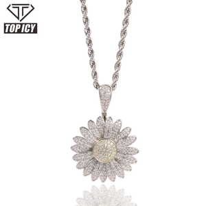 Iced Out 18K Oro Bianco placcato Oro pendenti di fascino per la collana piccola <span class=keywords><strong>margherita</strong></span> <span class=keywords><strong>ciondolo</strong></span> Zircone Cubico di Nuovo Disegno - Product Image 1