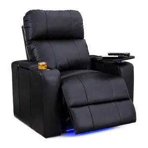 Modern siyah deri rahat tek kişilik koltuk kullanımı elektrik Recliner sandalye ev sineması kanepe bardak tutucu