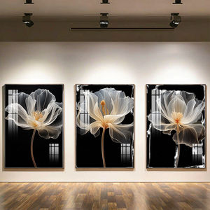 Lumière De Luxe Abstrait Canapé Fond Mur <span class=keywords><strong>Peinture</strong></span> Décorative <span class=keywords><strong>Triptyque</strong></span> Fleur Toile Murale - Product Image 1