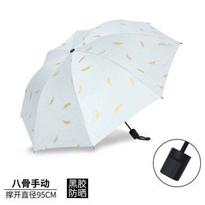 Paraguas Plegable Manual de Ocho Varillas, 95 cm, Vinilo Negro, Protección Solar y Contra la Lluvia, para Viajes - Product Image 2