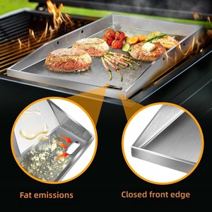 Nướng tấm 4 mm dày thép không gỉ nướng cho gas và than nướng 40x30x4 cm với tay cầm có thể tháo rời - Product Image 4