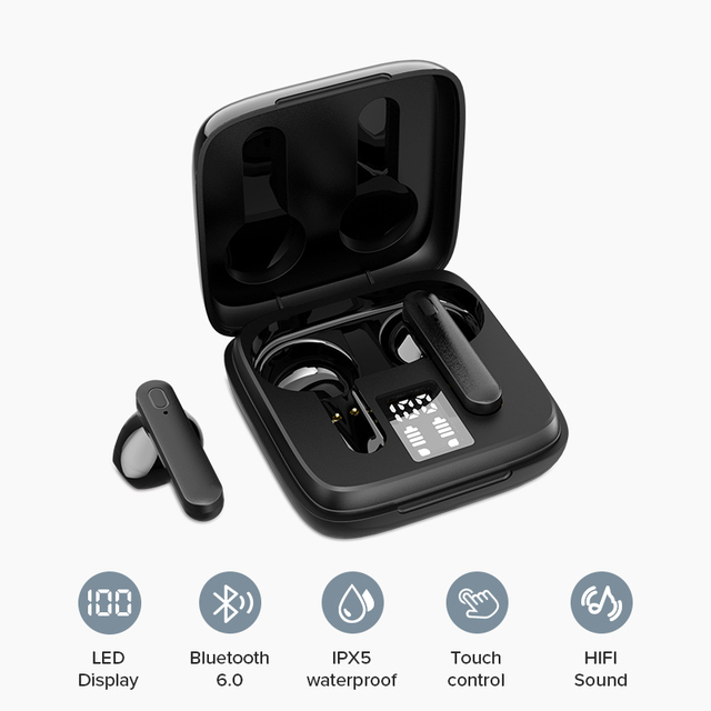 TWS Wireless Bluetooth in Ear Earbuds Type C LED Display Low Latency Sport Gaming Earphones