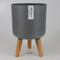Pot de fleur en plastique vintage de haute qualité jardinière d'arbre ronde décorative avec pieds en bois pour sol maison bureau intérieur vente en gros