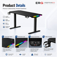 Escritorio Eléctrico RGB para Juegos, Ajustable en Altura, con Superficie de Fibra de Carbono