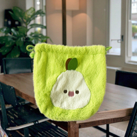 GRS Fluffy Kids Toys Drawstring Organizer Bag Promotional Gift Bag Broderie Plush Cartoon Pouch