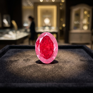 Diamant rouge fantaisie ovale cultivé en laboratoire, pierre brute certifiée IGI, 9,02 carats, CRAFTED CARBON CC-8045 pour la fabrication de bijoux - Product Image 2