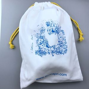 Bolsas de tela de algodón desechables al por mayor con cordón para zapatos, con serigrafía, bolsa guardapolvo de tela - Product Image 6