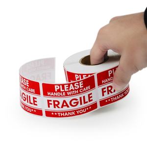 Etiquetas de Advertencia y Frágiles de Primera Calidad a Precio de Mayoreo, Etiquetas Rojas Personalizadas Impermeables para Envío de Vasos de Vidrio - Product Image 1