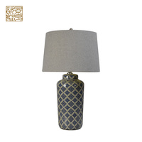 Lampe en céramique européenne antique avec abat-jour en forme de tambour alimenté par batterie, lampe de table pour bureau, chambre à coucher, salon