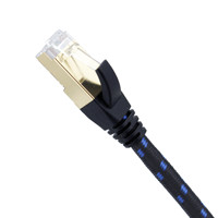 Kabel Ethernet pelindung tembaga murni, SFTP Cat8 kabel Patch RJ45 8 konduktor dikepang PVC 0.5m/1m/5m/10m/15m/20m
