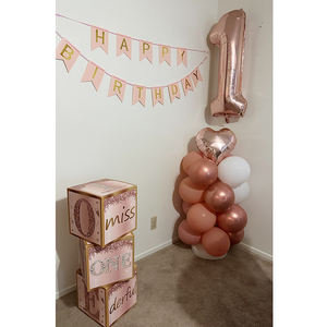 Decorazioni Boho per il Primo Compleanno delle Bambine Palloncini Rosa Antico Oro Rosa Bianco con Numero <span class=keywords><strong>1</strong></span> di 40 Pollici per il Primo Compleanno - Product Image 5