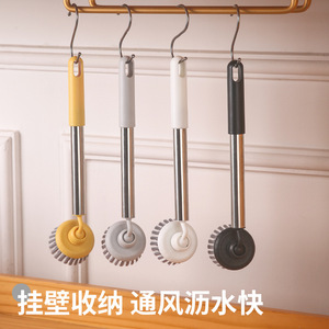 Heqing Plastic Products Factory Rotating Cleaning <b>Brush</b> Long Handle Stainless Steel Swivel Head Kitchenware <b>Scrubbing</b> <b>Brush</b> - Product Image 4