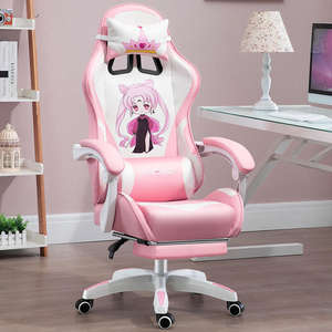 Vente en gros bon marché de chaises de <span class=keywords><strong>gamer</strong></span> de course sur ordinateur confortables roses de haute qualité chaise de gaming de course pour filles - Product Image 1