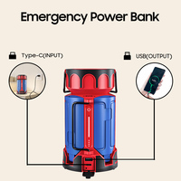 Lanterne de camping LED à énergie solaire, lampe de poche rechargeable étanche avec batterie 18650, lampe de travail pliable pour l'extérieur