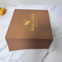 Boîte à gâteau carrée recyclable en carton ivoire avec pelliculage mat et revêtement UV, ensemble d'emballage alimentaire pour cadeaux sucrés, estampage de logo doré