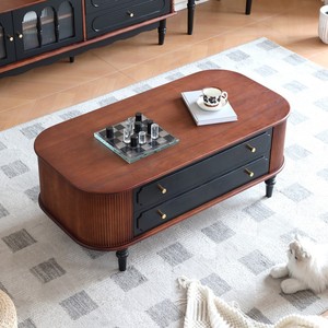 Meuble <span class=keywords><strong>TV</strong></span> moderne en bois massif, table basse rétro française avec tiroirs de rangement pour appartement, hôtel, salon, mobilier de maison - Product Image 3