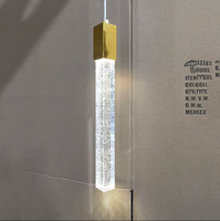 Suspension moderne en cristal, style minimaliste de luxe, abat-jour cylindrique, design nordique, pour hôtel, LED, noir et or