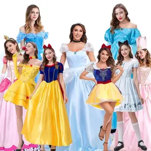 Hot Style Princess Dress For Women Adult Halloween Masquerade Dresses Women Party Sleeping Snow Ice Princess Dress