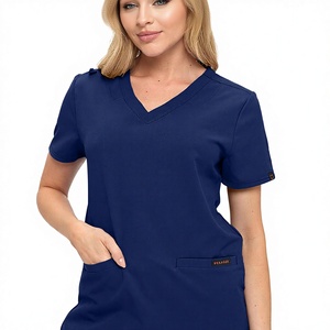 <span class=keywords><strong>Blouse</strong></span> médicale extensible à col en V pour <span class=keywords><strong>femme</strong></span> avec logo personnalisé, tissu Dobby, uniforme d'hôpital confortable, en polyester - Product Image 1
