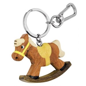Portachiavi in Legno a Forma di Cavallo a Dondolo, Prodotto Senza Scatola - Product Image 1