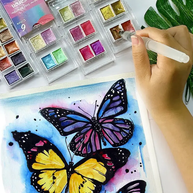 Набор блестящих акварельных красок для художников 6/12 видов цветов