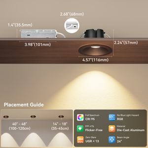 <span class=keywords><strong>Spot</strong></span> encastré LED COB 4 pouces 16W 5CCT à intensité variable, finition <span class=keywords><strong>bronze</strong></span>, anti-éblouissement, Ra95, vente chaude - Product Image 2