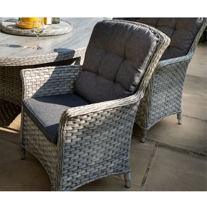 Mùa Hè Gió Patio Tiệc Ngoài Trời 6 Chỗ Ngồi Ăn Đặt Bàn Hình Bầu Dục Và Poly Mây Đồ Nội Thất Nhà Ghế - Product Image 4