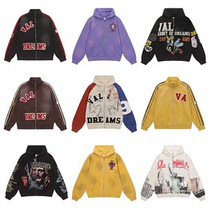 <span class=keywords><strong>Sudadera</strong></span> con capucha y cremallera a <span class=keywords><strong>rayas</strong></span> estilo universitario para <span class=keywords><strong>hombre</strong></span>, de gran tamaño, de algodón 100% de alto gramaje, con estampado retro, estilo urbano informal - Product Image 1