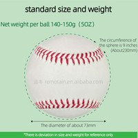 Balle de baseball professionnelle blanche de 9 pouces, 140-150g, 30% laine, haute qualité, avec logo personnalisé imprimé, couture plate, modèle Remotain 9