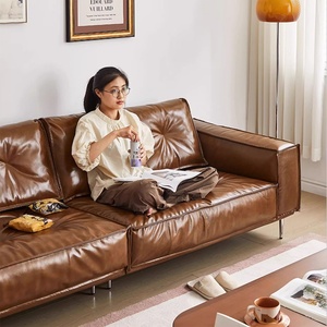 Canapé modulable 3 places Zayshine en cuir italien rétro huilé et ciré pour salon, bureau, hôtel, <span class=keywords><strong>appartement</strong></span>, villa, canapé de loisirs - Product Image 5