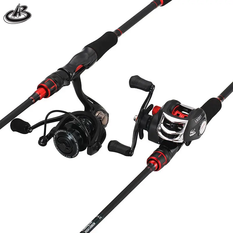 Fishing Rods and Reels Combo Set Spinning and Baitcasting Reel Travel Fishing Rod full Set with Full Kits Carrier Bag
