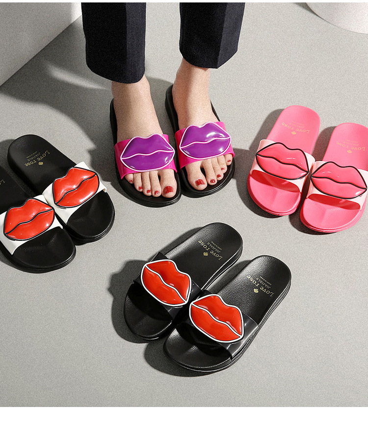 Fashion Lip Women Flat EVA Home Slippers Non-slip Indoor Outdoor EVA PVC Slides Shoes