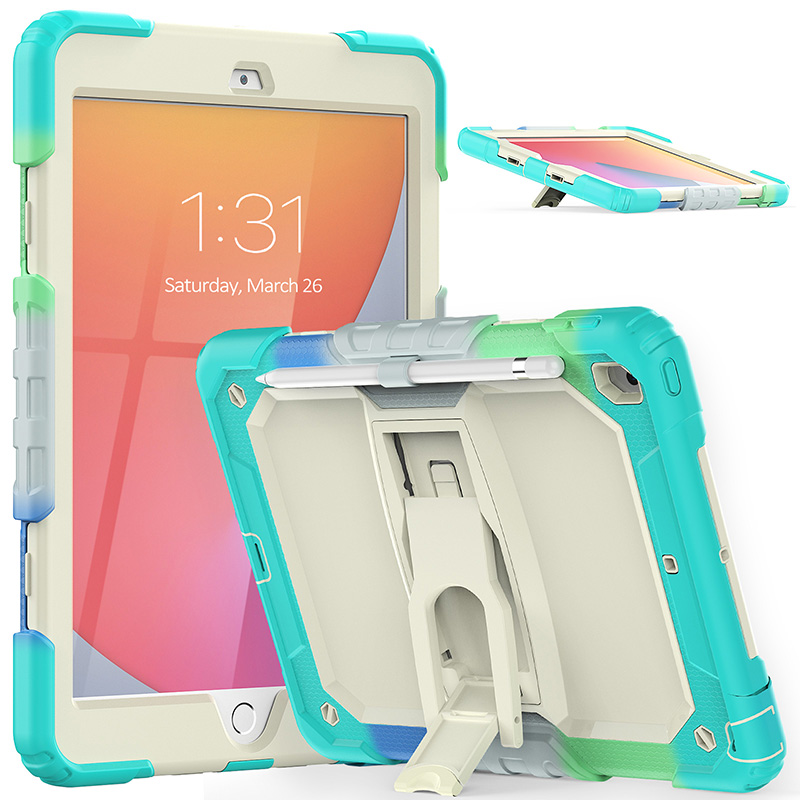 Heavy duty colorful kid silicone anti-fall tablet case for Apple iPad 10.2 2019 2020 7th 8th universal foldable stand hard cover