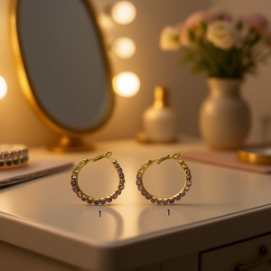 Orecchini a Cerchio Angelina Placcati Oro con Cristalli e Strass, Stile Trendy da Donna per Feste - Product Image 2