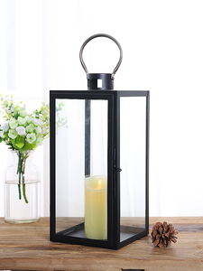 Grande portacandele quadrato in metallo con candelabri di cristallo a prova di vento a LED per matrimonio modello di vaso di natale con lanterna in ferro - Product Image 3