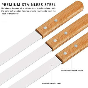 Nuevo Producto: Brochetas Anchas para Kebab de Acero Inoxidable con Mango de Madera para Asar Carne en Barbacoas y Campamentos al Aire Libre - Product Image 4