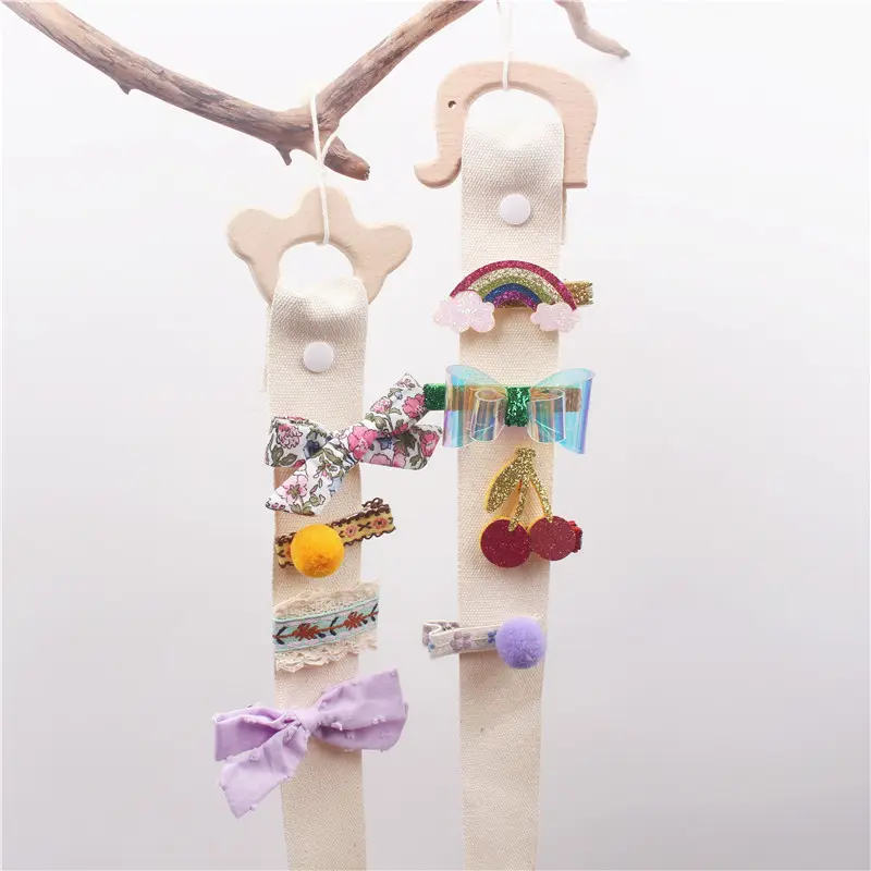 Gỗ Animal Unicorn Tóc Cung Lưu Trữ Belt Cho Cô Gái Clips Barrette Hairband Treo Organizer Strip Chủ Phụ Kiện Tóc