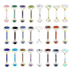 Rullo di giada naturale di alta qualità all'ingrosso rullo per il <span class=keywords><strong>viso</strong></span> strumento per la cura della pelle Logo personalizzato massaggiatore a rullo in <span class=keywords><strong>pietra</strong></span> di quarzo di cristallo - Product Image 4